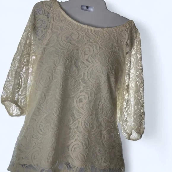 Adrianna Papell Elegant Lace Women Top Cream S - Picture 1 of 3